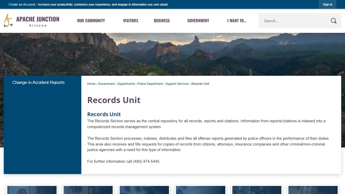 Records Unit | Apache Junction, AZ - Official Website